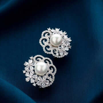 Ruby And AD Design Studs Earrings- South India Jewels- Online Shop